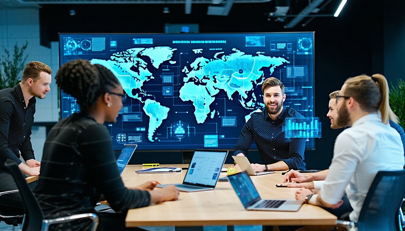 Team collaborating using AI insights and Microsoft 365 integrations